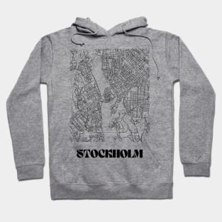 Retro Map of Stockholm, Sweden Minimalist Line Drawing Hoodie